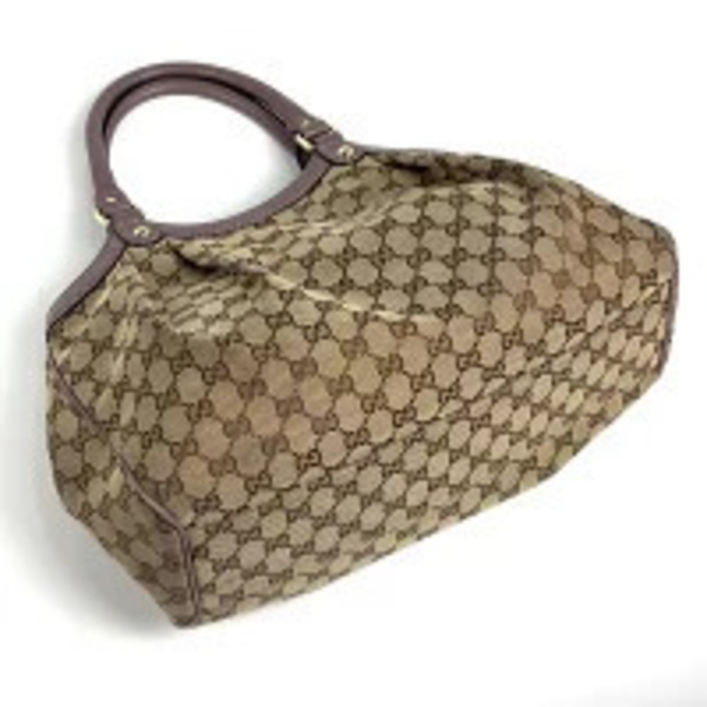 Gucci canvas handbag tote GG bag brown Sukey beige Brown Tan